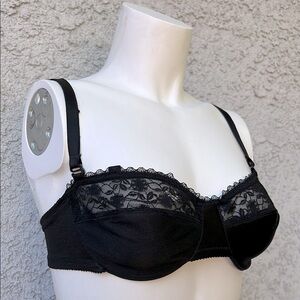 Vintage Basic Editions Black Lace Bra with Convertible Straps 36A Womens